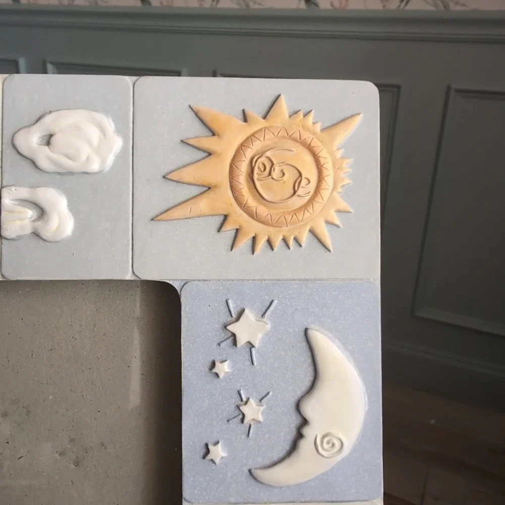 Vintage Carlton Cards Friends Celestial Picture Frame Blue Sun Moon Stars Y2K